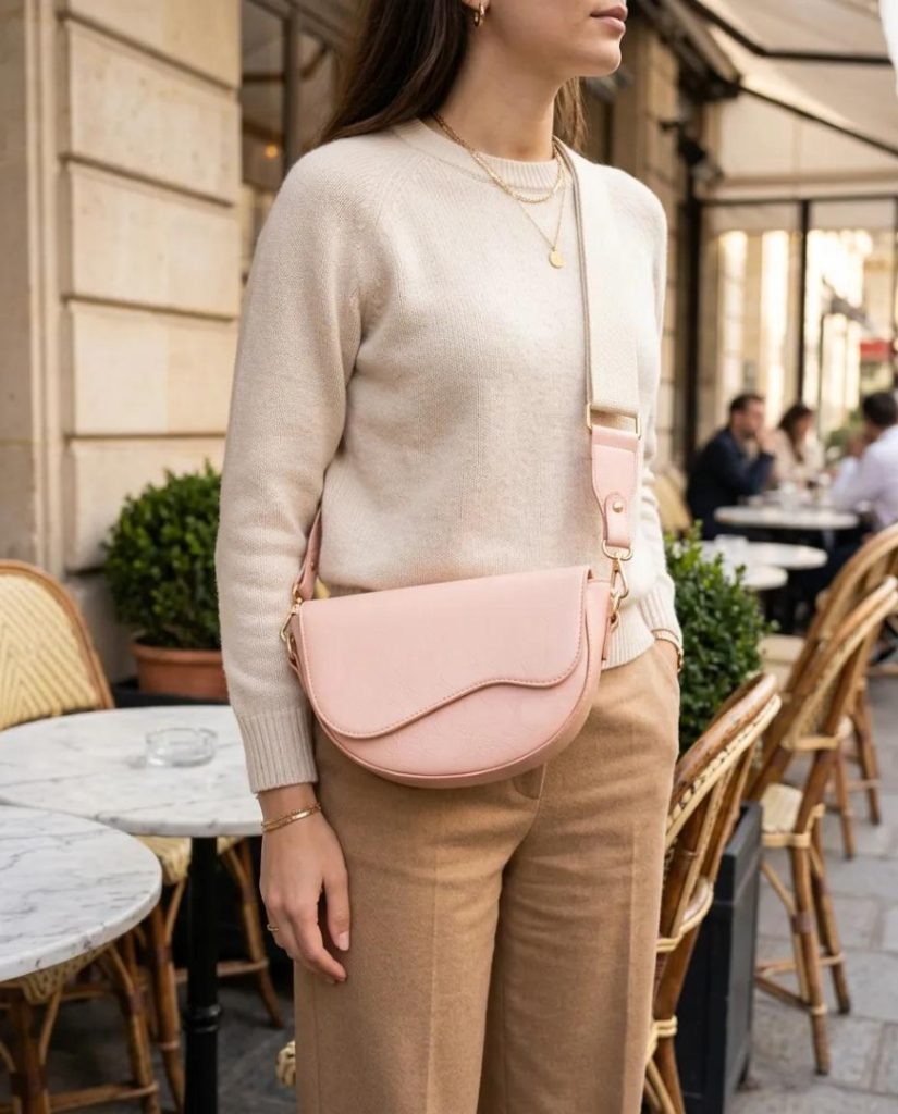 Soft Pembe Yumuşak Deri Gold Detaylı Tek Gözlü Kadın Omuz Çantası 23×15 cm