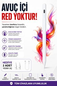 Tüm Dokunmatik Cihazlara -ios/android/windows Uyumlu Tablet Ipad Yazı Çizim Kalemi iki uç Hediye – Beyaz